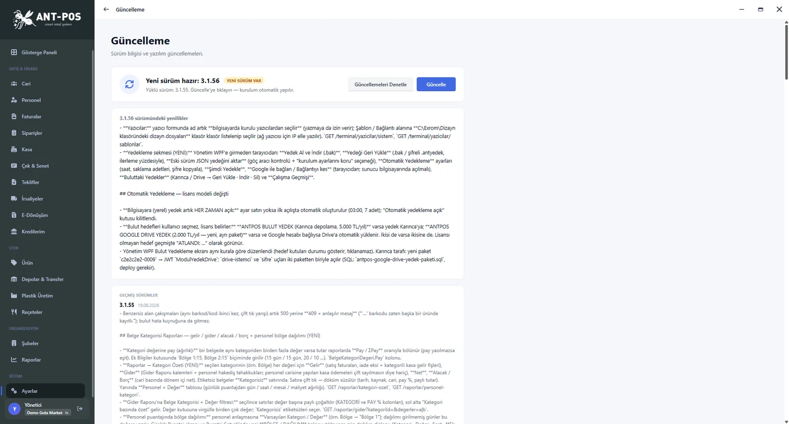 Yedekleme, Aktivasyon ve Güncelleme — Güncelleme