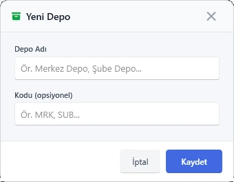 Depolar, Transfer ve Sayım — Depo tanımı