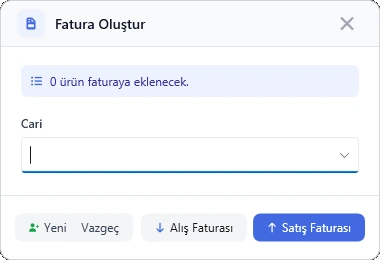 Faturalar — Yeni fatura oluşturma