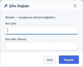 Başlarken: Giriş ve Ana Ekran — Şifre değiştirme