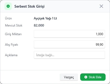 Ürün — Hızlı işlemler: fiyat değiştir, serbest stok, kategori